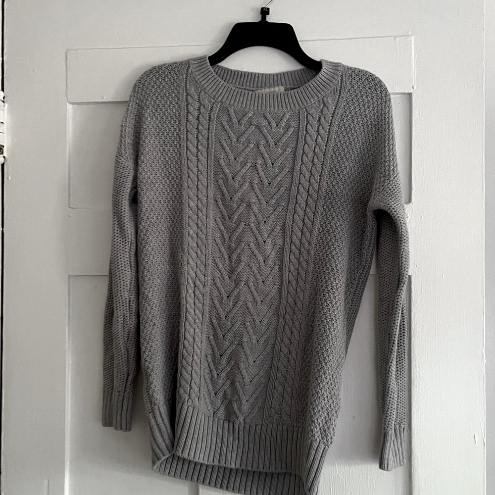 Ann Taylor Loft Gray Sweater, 100% Cotton, Small
